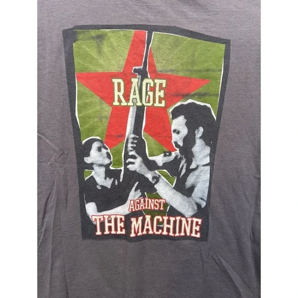 vintage Y2K Rage Against The Machine Ratm Rock Band Gray t-shirt Large Flaw - Picture 7 of 9